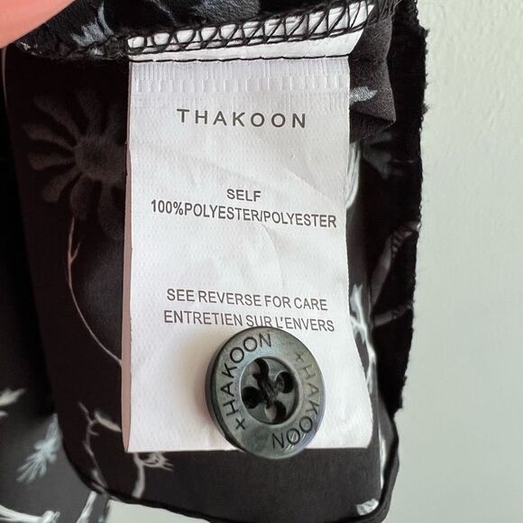 Thakoon Addition Dress Women's Size 0 Black Blue Floral Draped Elastic Waist - Picture 10 of 12